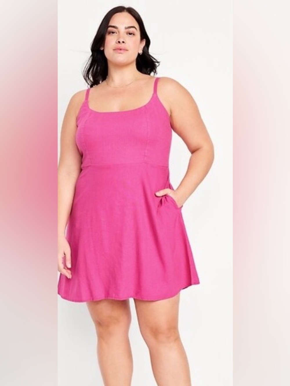 Old Navy womens linen dress 3x plus size pink boho beachy summer new with tags